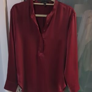 Banana Republic Red 3/4 Sleeve Mandarin Collar Blouse